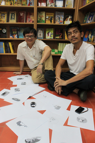 Nguyễn Nhật Ánh và họa sĩ Đỗ Hoàng Tường trong quá trình thực hiện cuốn "Có hai con mèo ngồi bên cửa sổ".