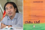 Nhà thơ Nguyễn Quang Thiều và bìa tập tuyển thơ của anh.