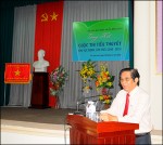Nhà văn Lê Quang Trang- Phó chủ tịch Hội Nhà Văn Việt Nam, Trưởng ban giám khảo phát biểu trong lễ tổng kết.