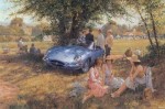 Xe hơi cổ trong tranh họa sĩ Anh