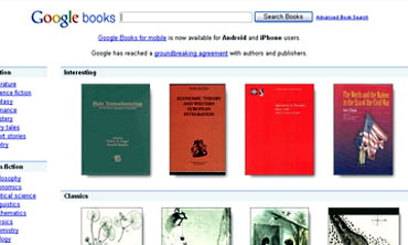 Giao diện Google Books Search (công cụ tìm kiếm sách trực tuyến).