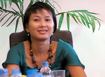 Tác giả Nguyễn Quỳnh Trang tại buổi tọa đàm. Ảnh: Thiên Kim.