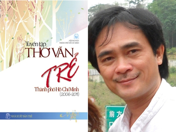 Nhà thơ Phan Hoàng (phải) và tuyển tập Thơ văn trẻ