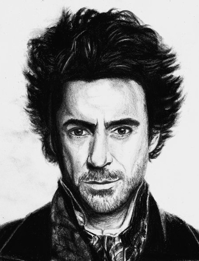 Tạo hình của Robert Downey Jr trong vai Sherlock Holmes.